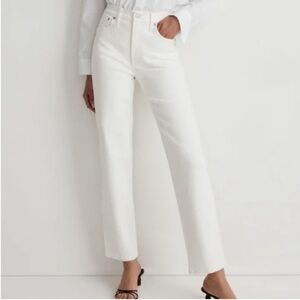 Madewell Perfect Vintage White High-Waist Straight-Leg Jeans with Stretch, 24